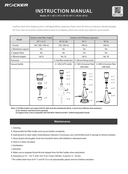 

SF Filter Holder Manual

